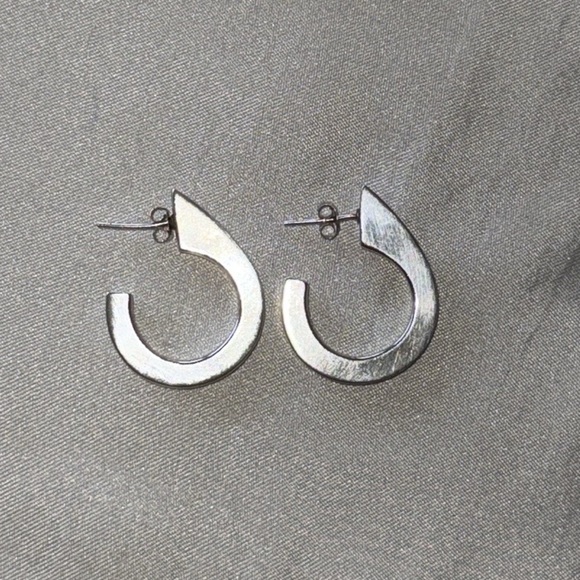 Modern Sterling Silver Teardrop Hoop Thick Minimalist Earrings - Picture 5 of 9